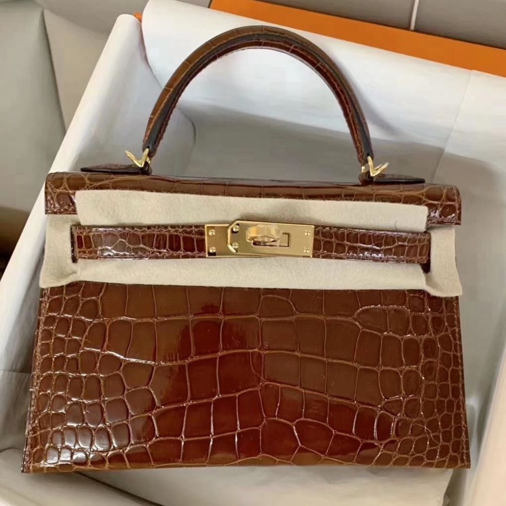 Hermès Kelly 20 Miel Sellier Alligator Mississippi Lisse Gold Hardware GHW
