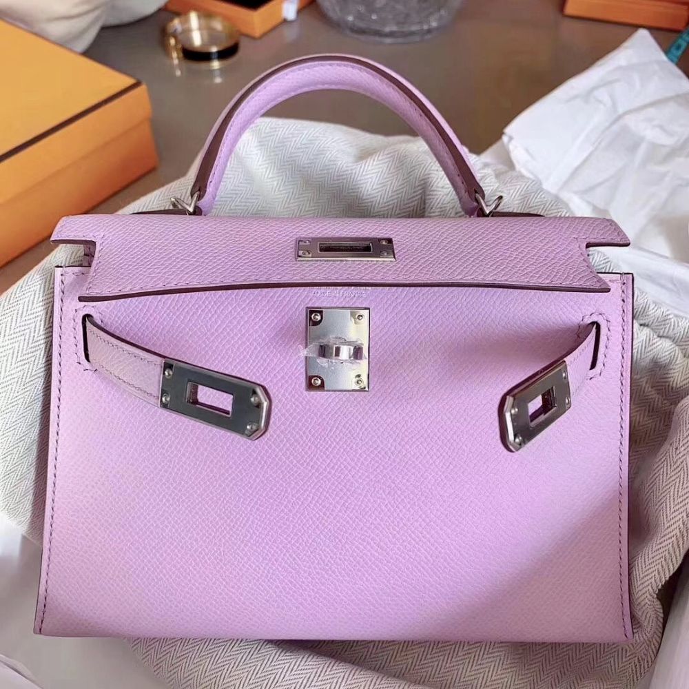 Hermès Kelly 20 Mauve Sylvestre Sellier Epsom Palladium Hardware PHW