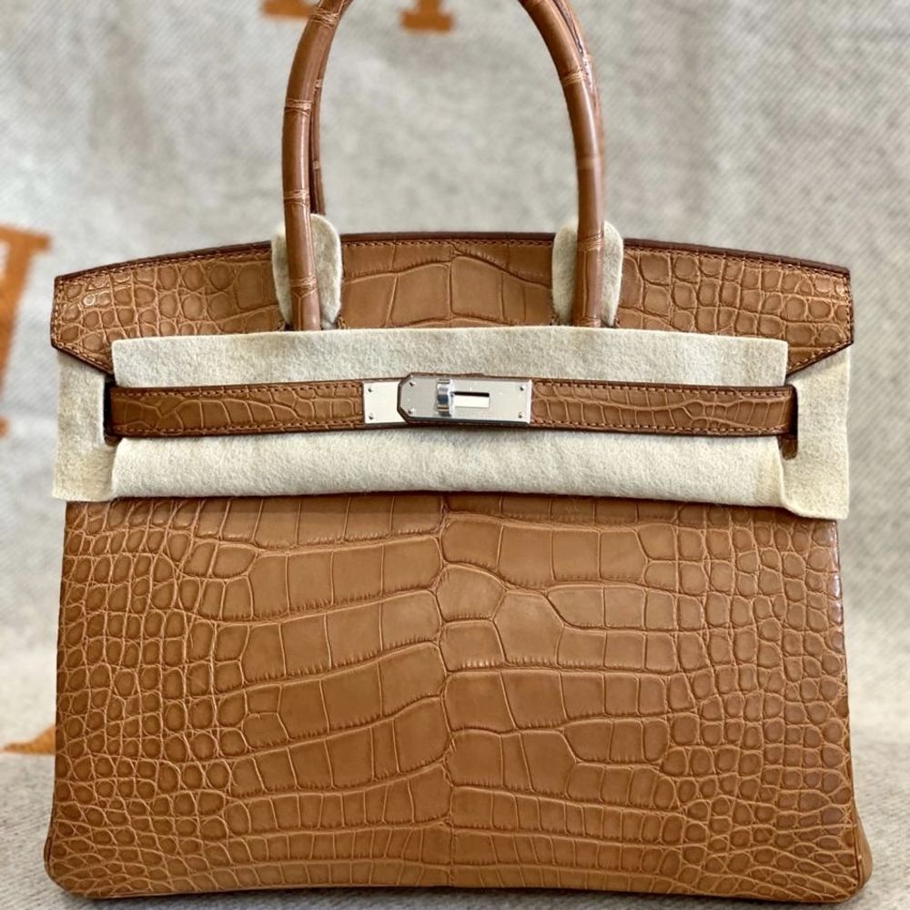 Hermès Birkin 30 Gold Alligator Mississippi Matte Palladium Hardware PHW