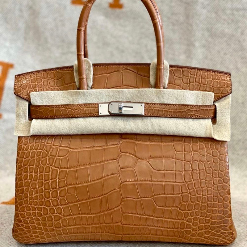 Hermès Birkin 30 Gold Alligator Mississippi Matte Palladium Hardware PHW