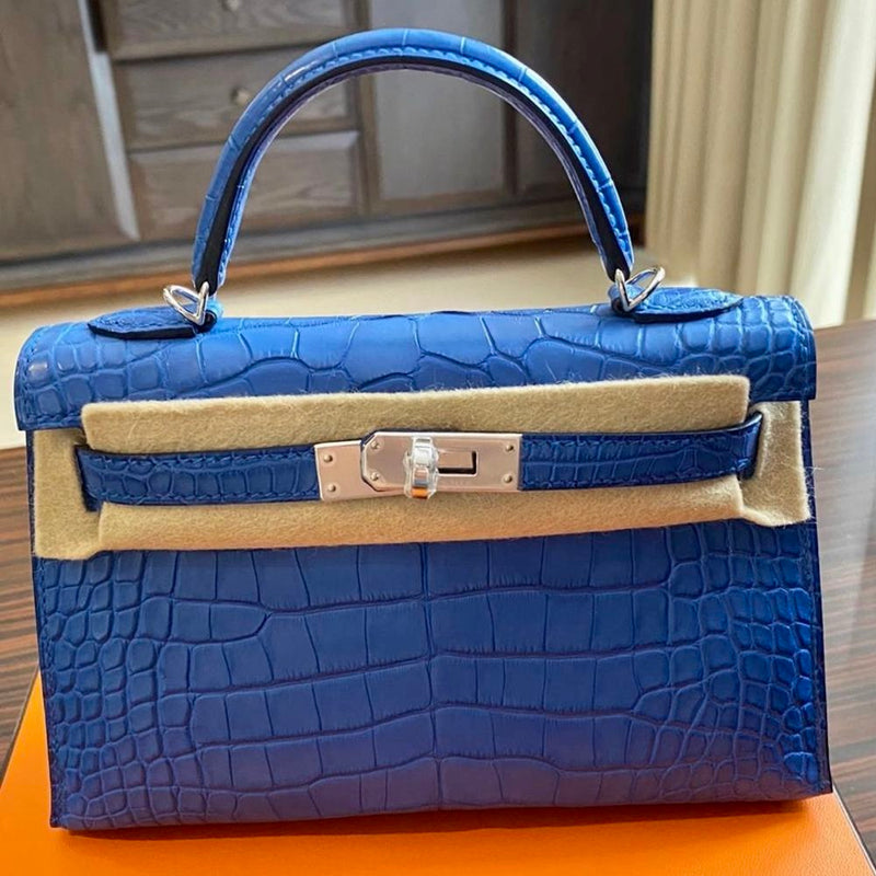 Hermès Kelly 20 Bleu Zellige Sellier Alligator Mississippi Matte Palladium Hardware PHW
