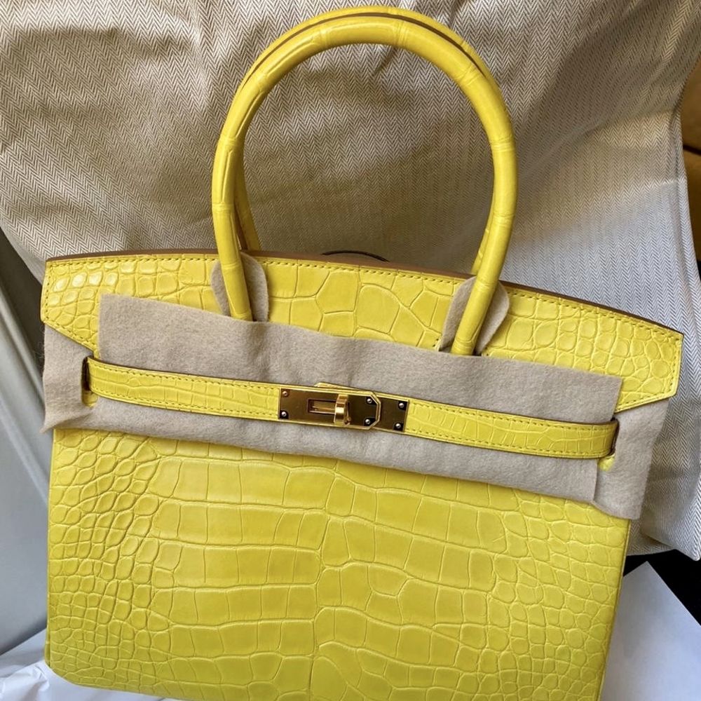 Hermès Birkin 30 Mimosa Alligator Mississippi Matte Gold Hardware GHW