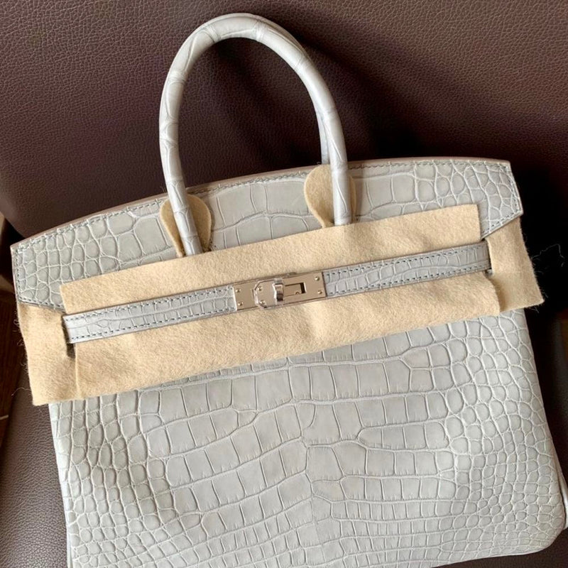 Hermès Birkin 25 Gris Perle Alligator Mississippi Matte Palladium Hardware PHW