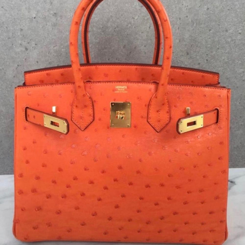 Hermès Birkin 30 Tangerine Ostrich Gold Hardware GHW