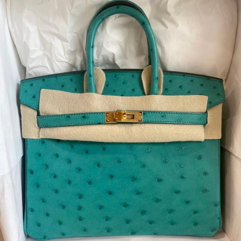 Hermès Birkin 25 Vert Verone Ostrich Gold Hardware GHW