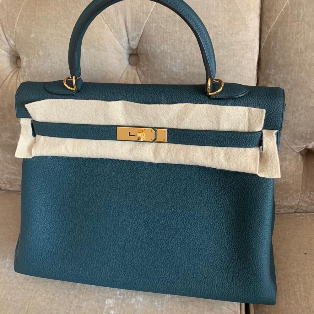 Hermès Kelly 35 Vert Cyprès Togo Gold Hardware GHW