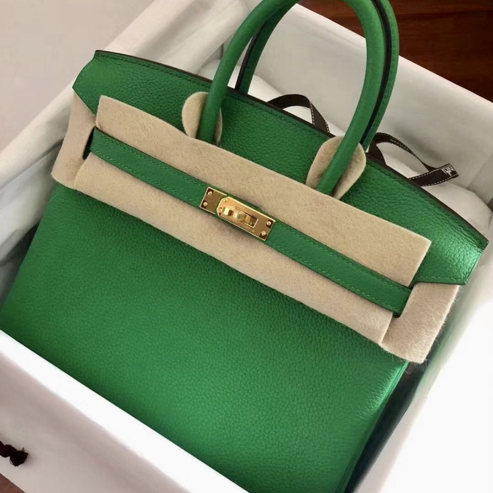 Hermes Birkin 25 Bag in Togo Leather with Gold Hardware-Green