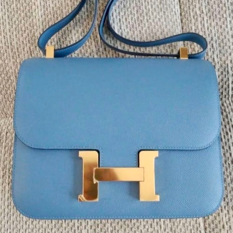 Hermès Constance 24 Bleu Azur Epsom Gold Hardware GHW