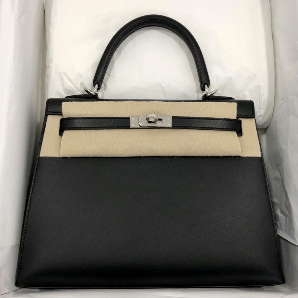 Hermès Kelly HSS 25 Noir (Black)/Rouge H Sellier Sombrero Palladium Hardware PHW
