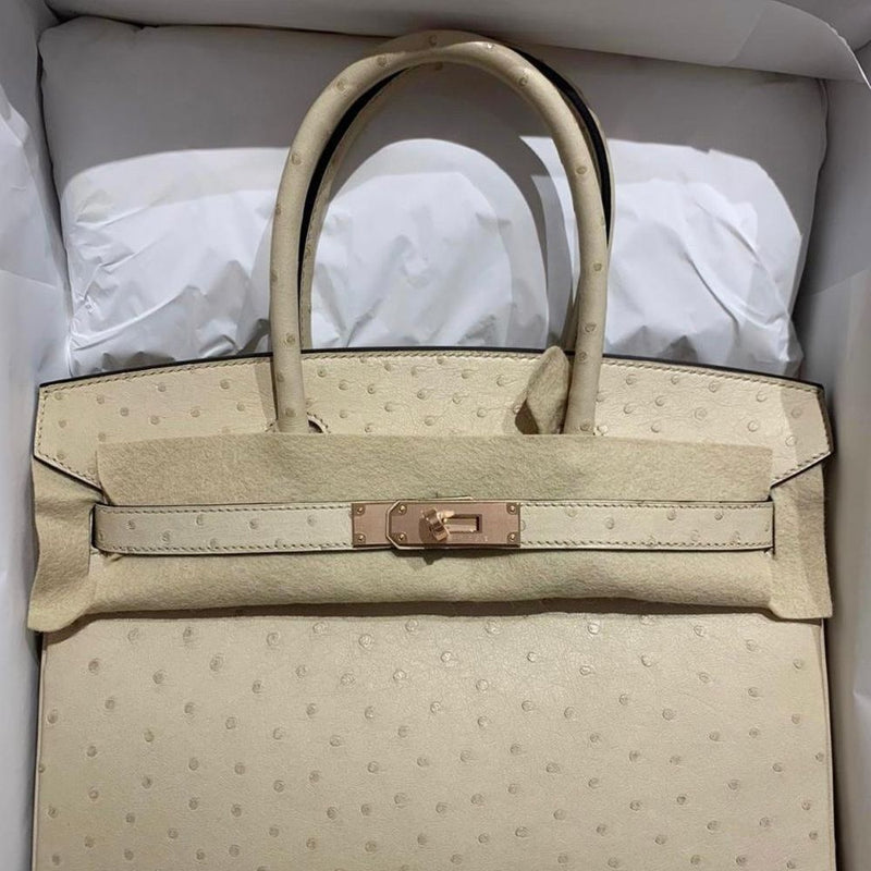 Hermès Birkin 30 Parchemin Ostrich Rose Gold Hardware RGHW