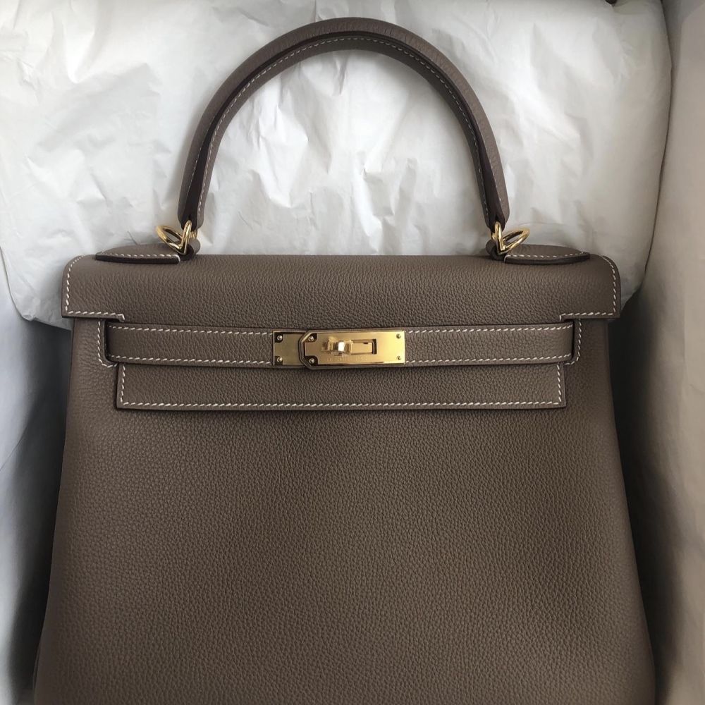 Hermès Kelly 28 Etoupe Togo Gold Hardware GHW
