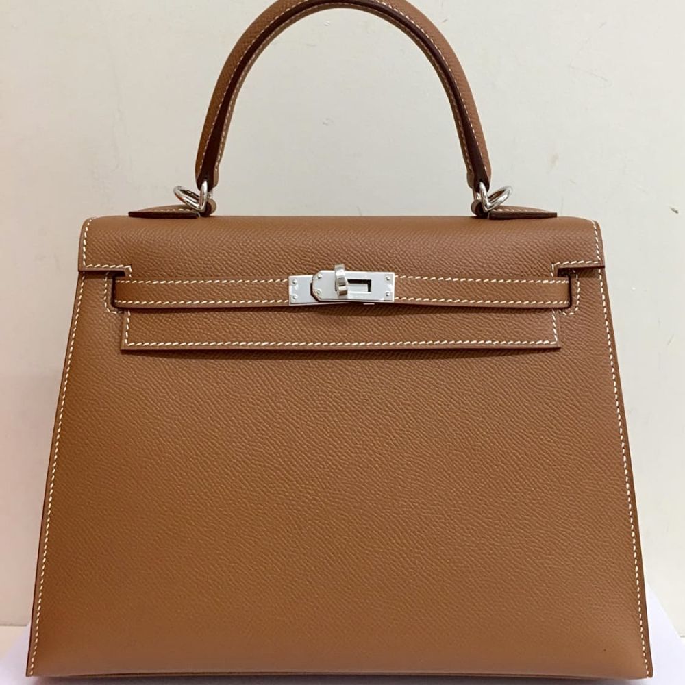 Hermès Kelly 25 Gold Sellier Epsom Palladium Hardware PHW