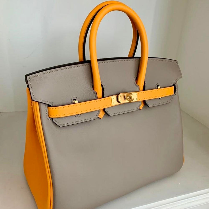 Hermès Birkin HSS 25 Gris Asphalte/Jaune d'Or Swift Brushed Gold Hardware BGHW