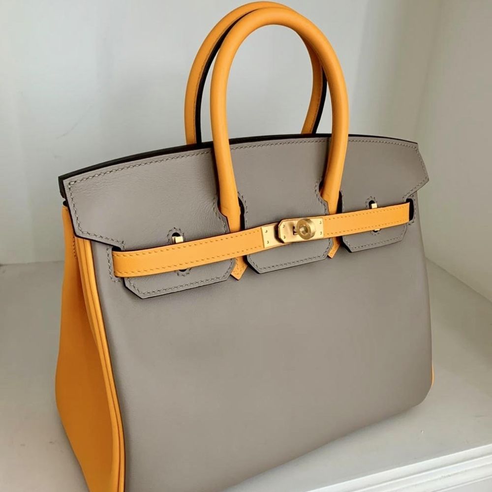 Hermes Birkin bag 25 Etoupe grey Swift leather Gold hardware