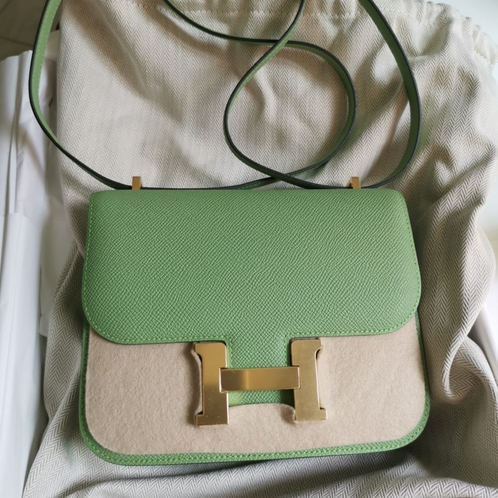 Hermès Constance 18 Vert Criquet Epsom Gold Hardware GHW