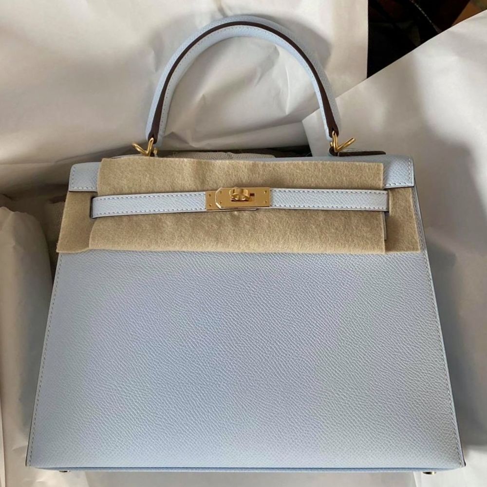 Hermès Kelly 25 Brume Sellier Epsom Gold Hardware GHW