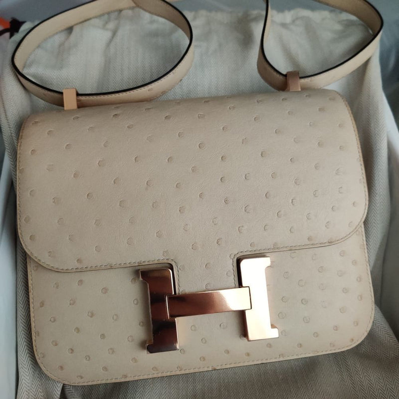 Hermès Constance 24 Parchemin Ostrich Rose Gold Hardware RGHW