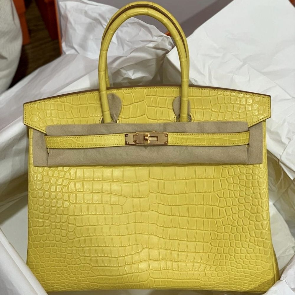 Hermès Birkin 35 Mimosa Crocodile Porosus Matte Gold Hardware GHW