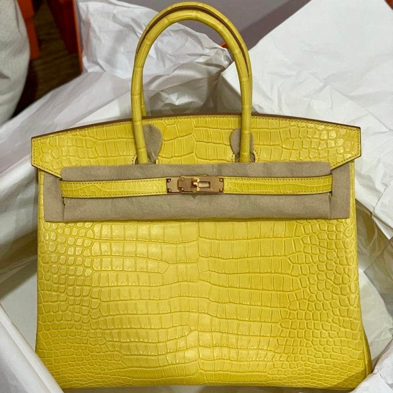 Hermès Birkin 35 Mimosa Crocodile Porosus Matte Gold Hardware GHW