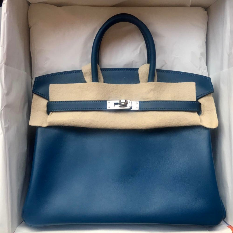 Hermès Birkin 25 Deep Blue Swift Palladium Hardware PHW
