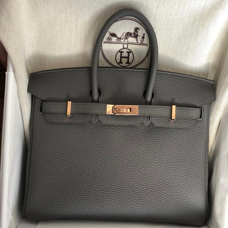 Hermès Birkin 25 Gris Etain Togo Rose Gold Hardware RGHW