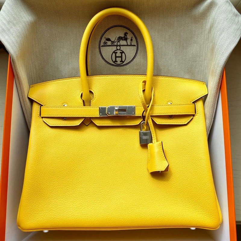 Hermès Birkin 30 Jaune de Naples Taurillon Novillo Palladium Hardware PHW
