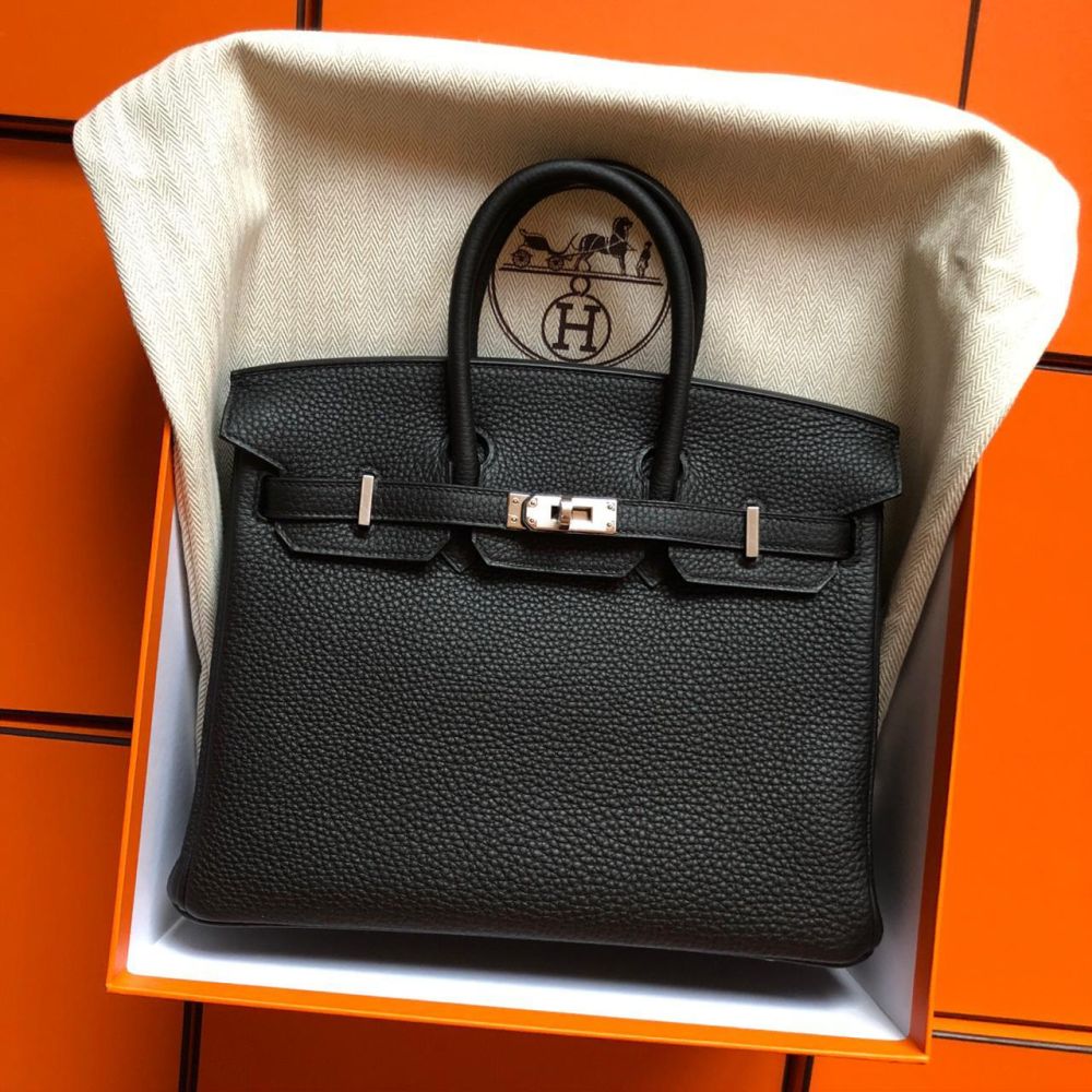 Hermès Birkin 25 Noir (Black) Togo Palladium Hardware PHW