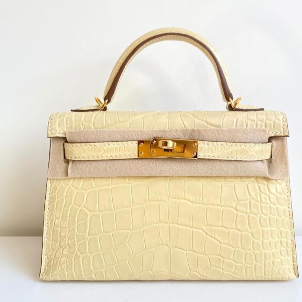 Hermès Kelly 20 Vanille Sellier Alligator Mississippi Matte Gold Hardware GHW