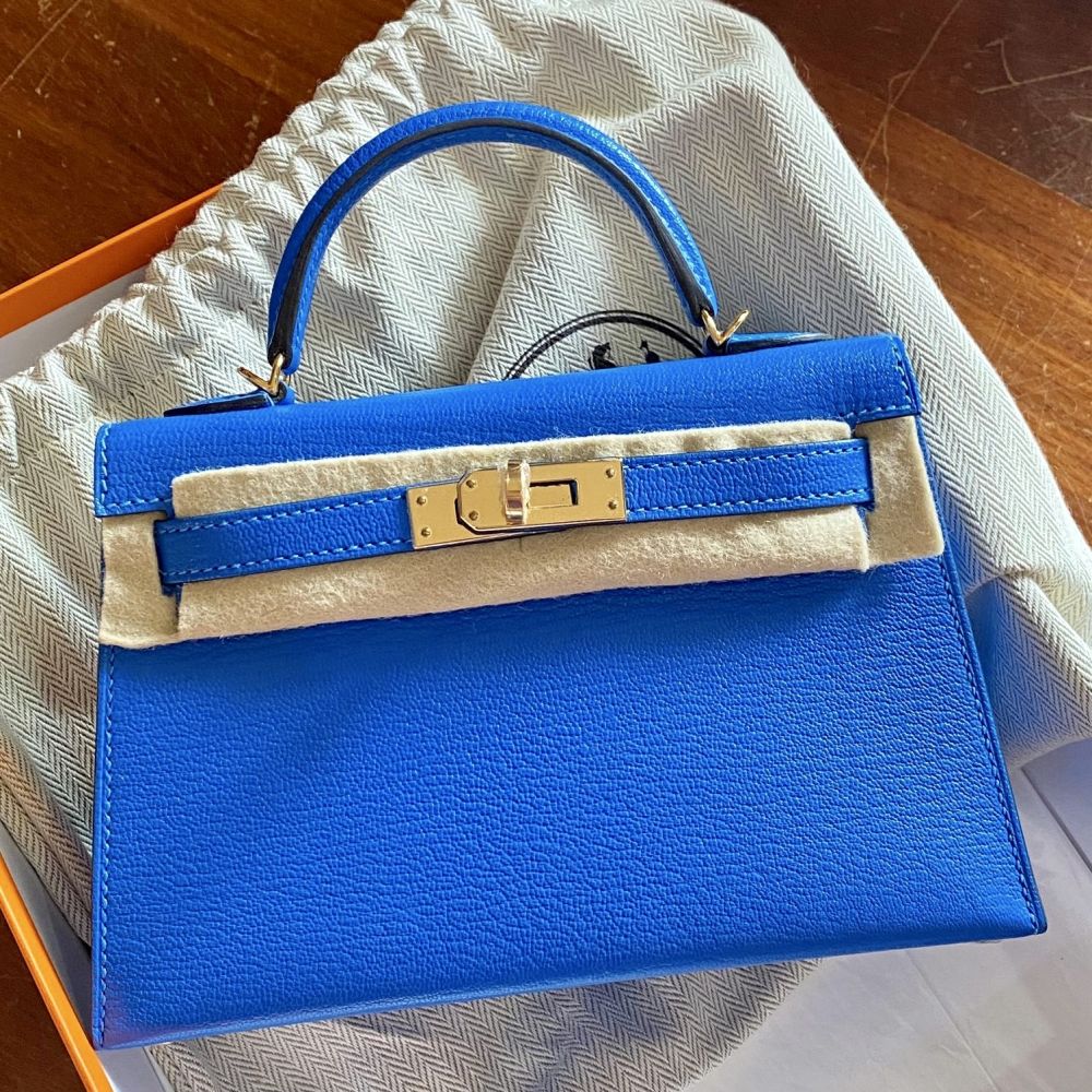 Hermès Kelly HSS 20 Bleu Hydra Sellier Chevre Mysore Gold Hardware GHW
