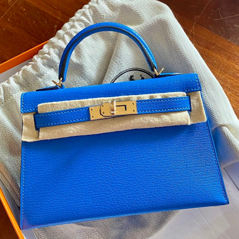 Hermès Kelly HSS 20 Bleu Hydra Sellier Chevre Mysore Gold Hardware GHW