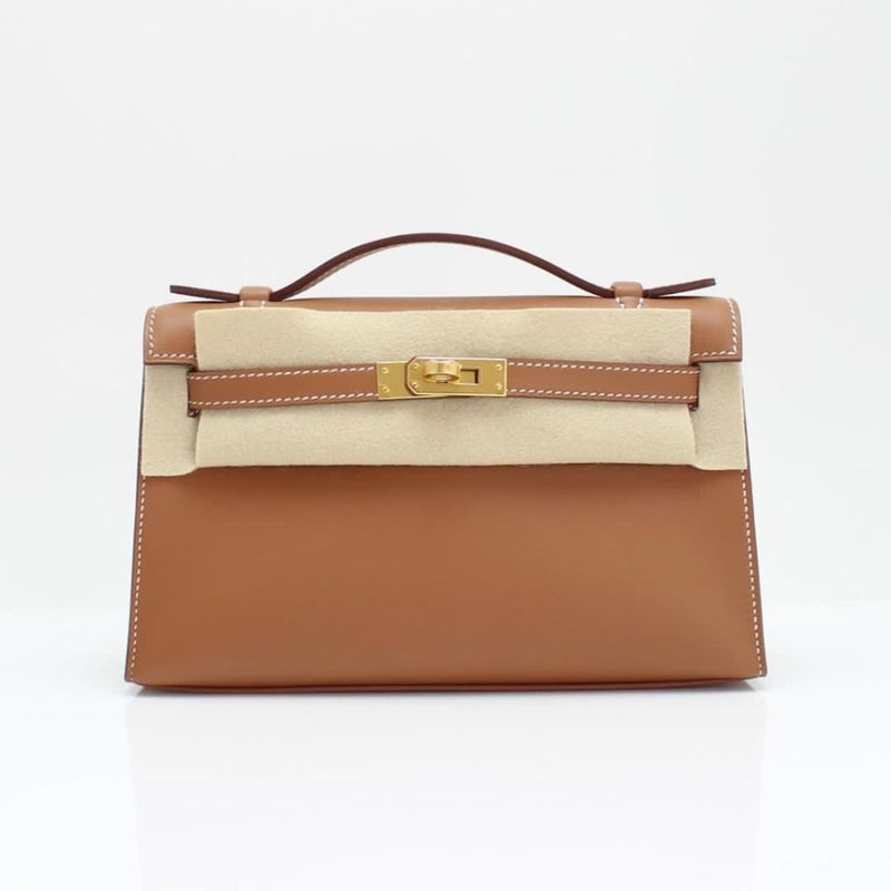 Hermès Kelly Pochette Gold Swift Gold Hardware GHW