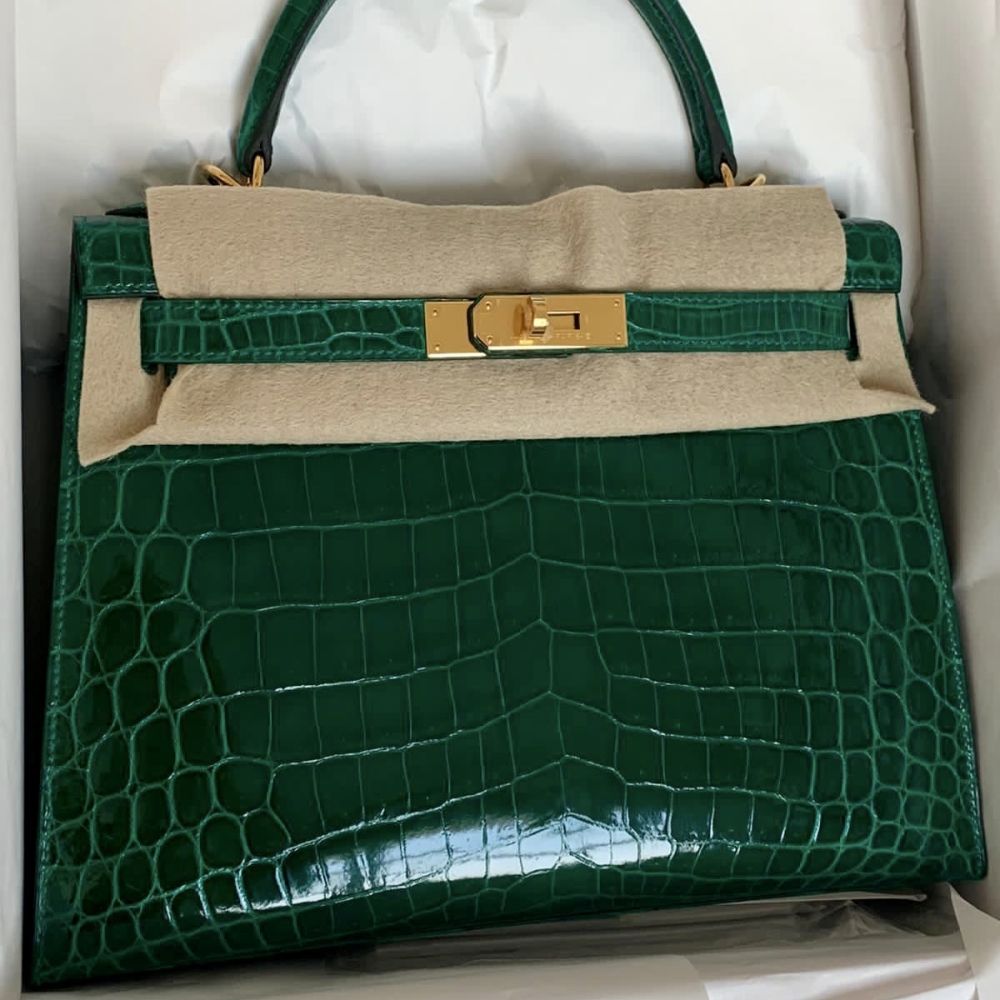 Hermes Kelly Sellier 28 Crocodile Bag Handbag