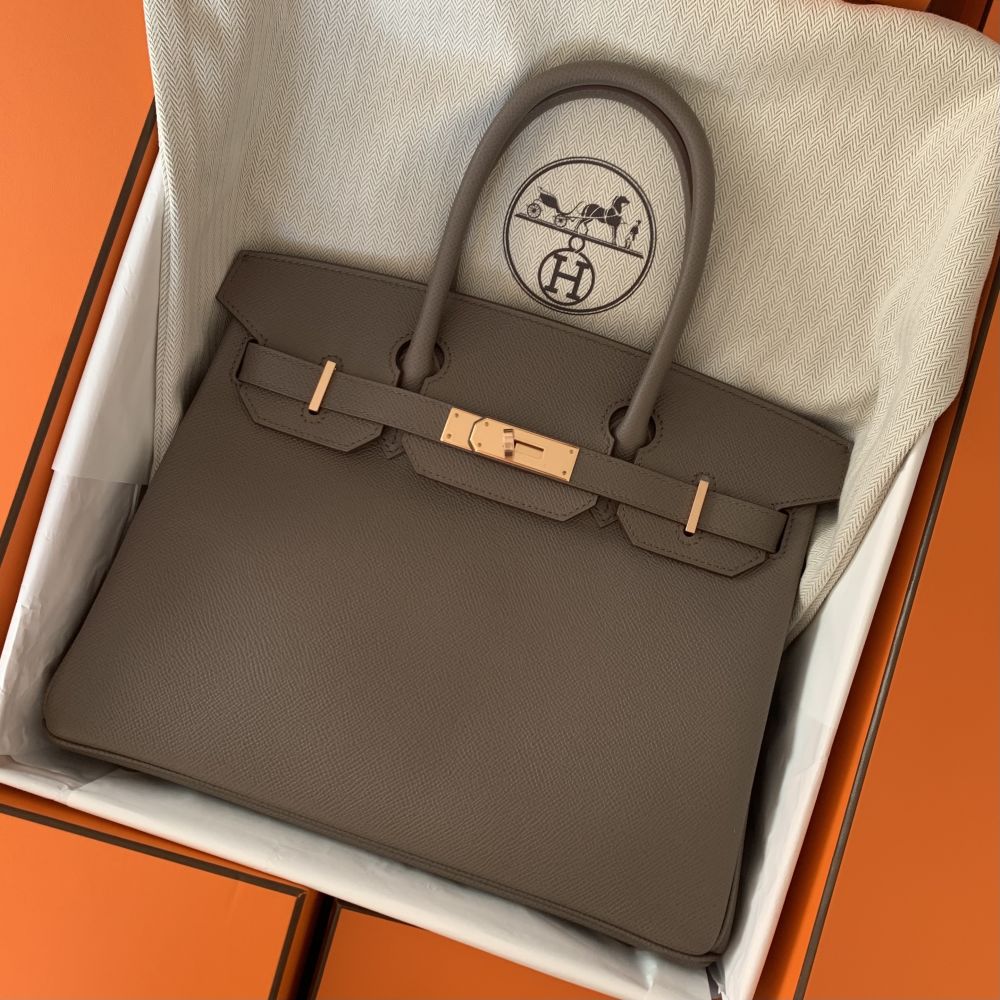 Hermès Birkin 30 Gris Etain Epsom Rose Gold Hardware RGHW — The