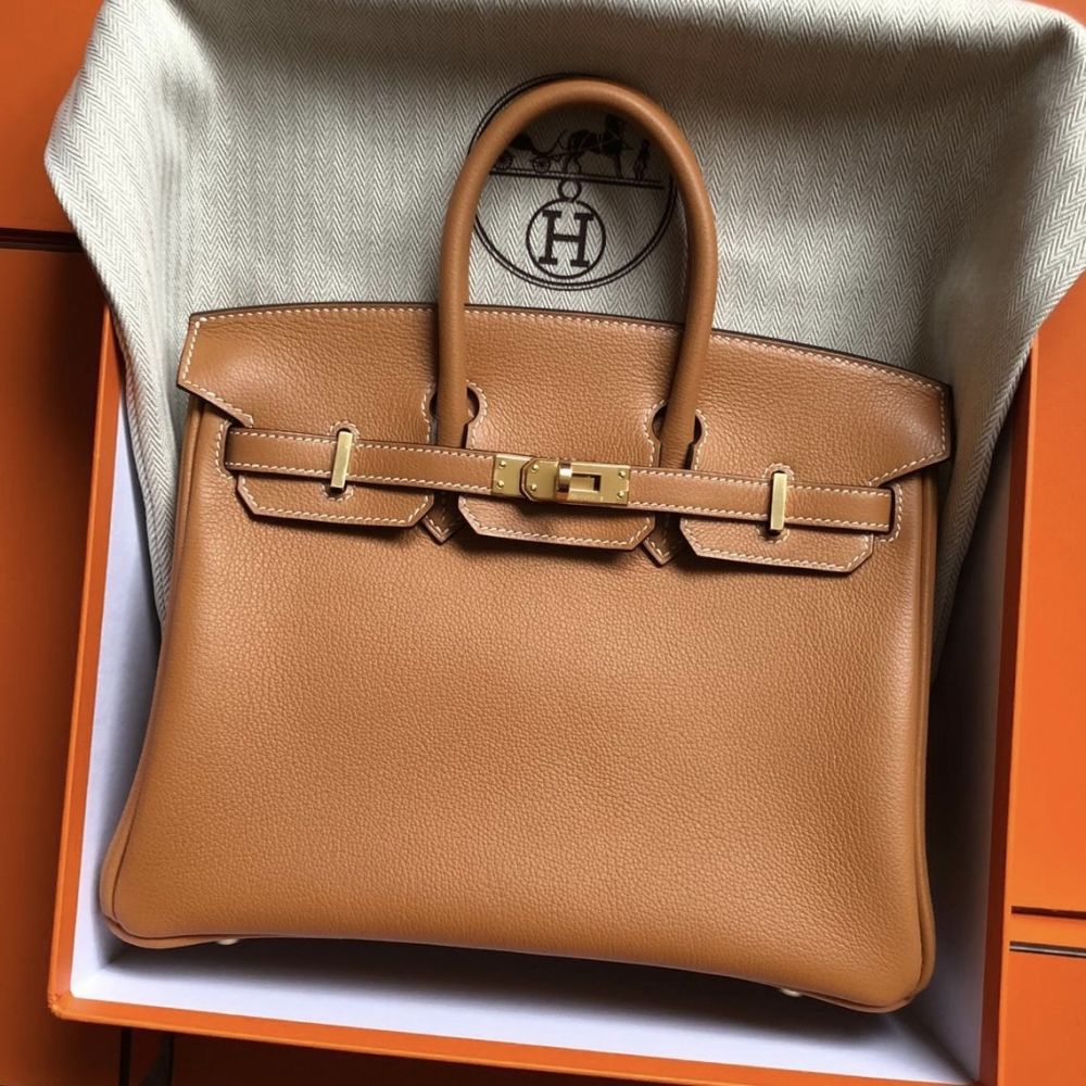 Hermes Birkin bag 25 Gold Togo leather Silver hardware