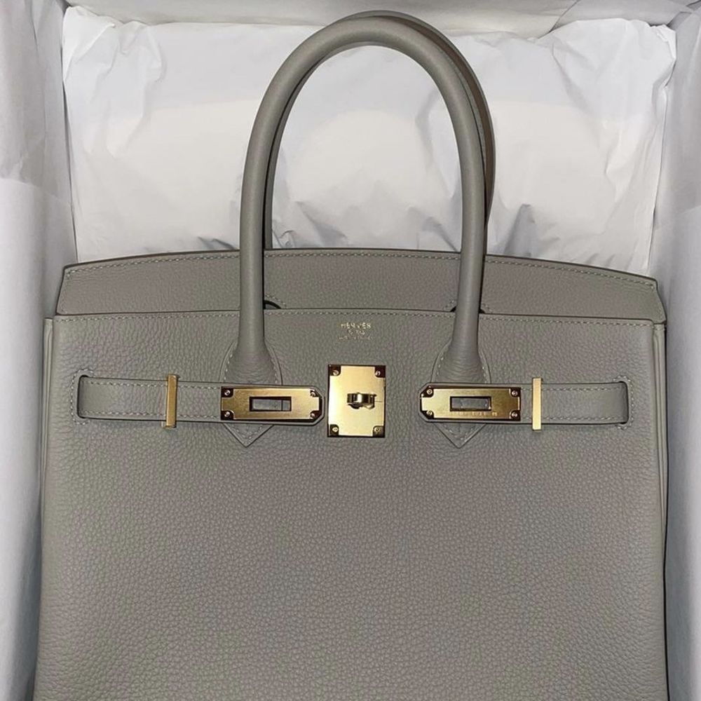 Hermes Birkin Bag 30cm Gris Perle Togo Gold Hardware