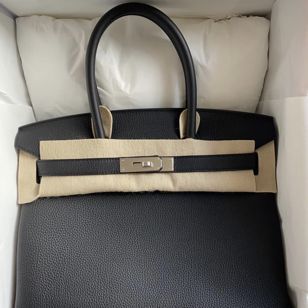 Hermès Birkin 30 Noir (Black) Togo Palladium Hardware PHW