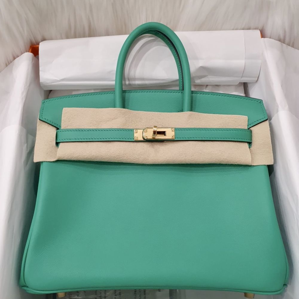 Hermès Birkin 25 cm Handbag in Green Menthe Swift Leather