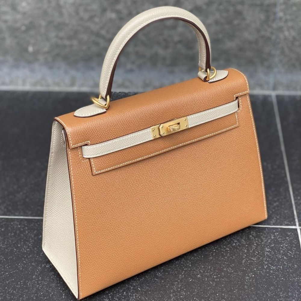 Hermès Kelly HSS 25 Gold/Trench Sellier Epsom Brushed Gold