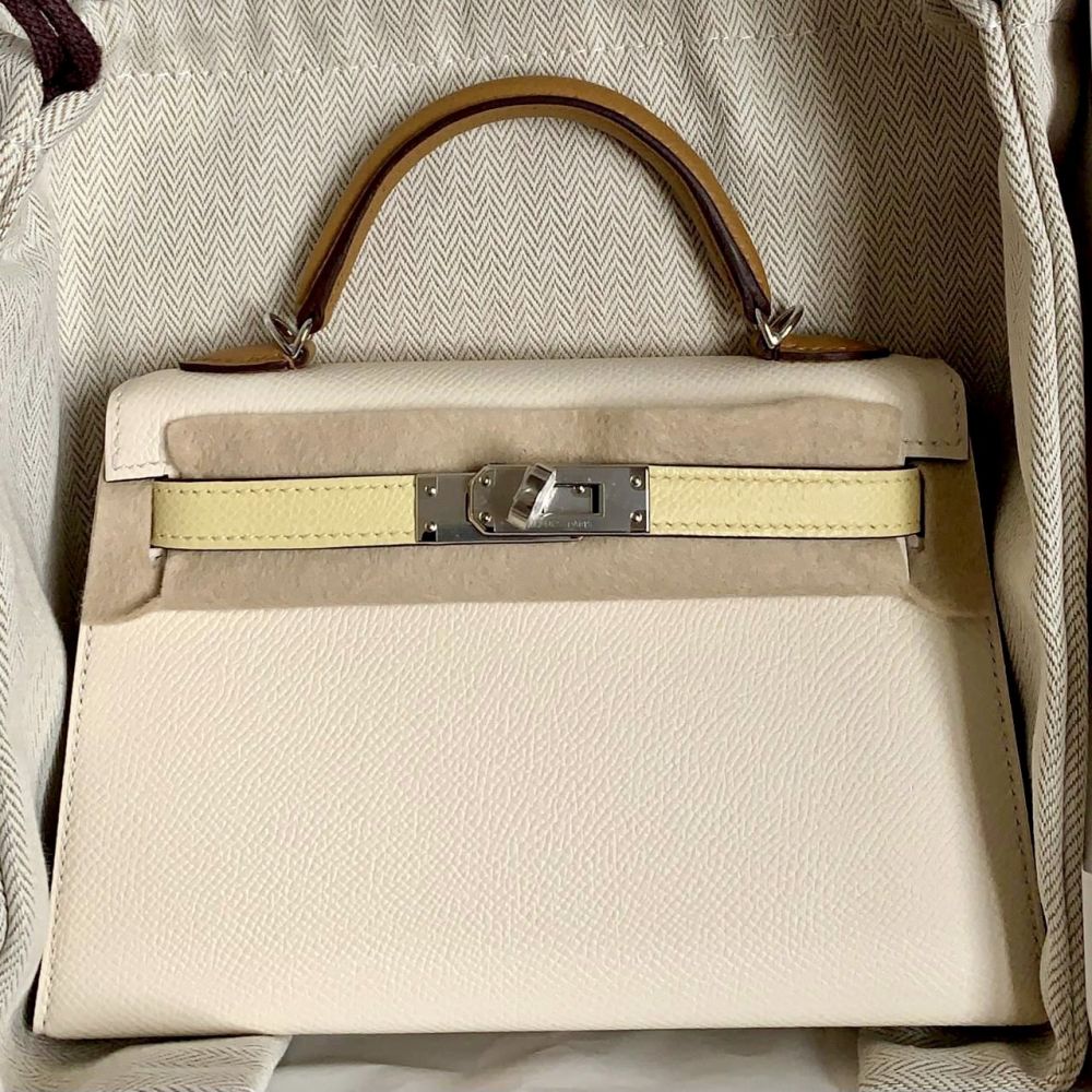 Hermès Kelly Limited Edition 20 Nata/Jaune Poussin/Sesame Sellier Epso —  The French Hunter
