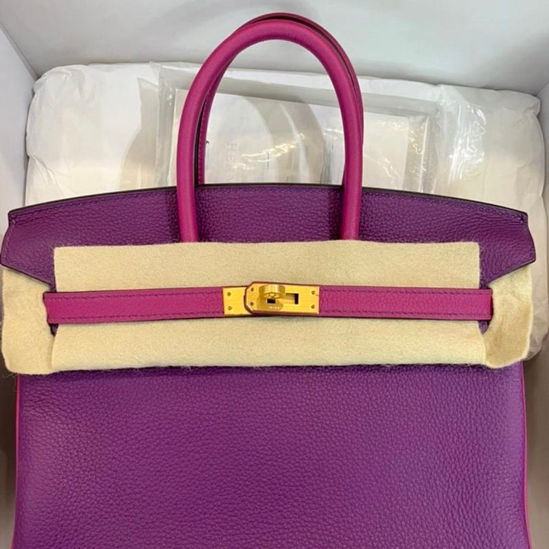 Hermès Birkin HSS 25 Anemone/Rose Pourpre Togo Brushed Gold Hardware BGHW