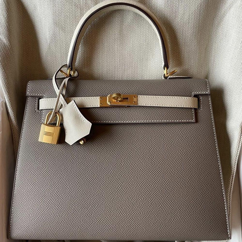 Replica Hermes Kelly 25cm Sellier Bag In Gris Asphalt Epsom Leather