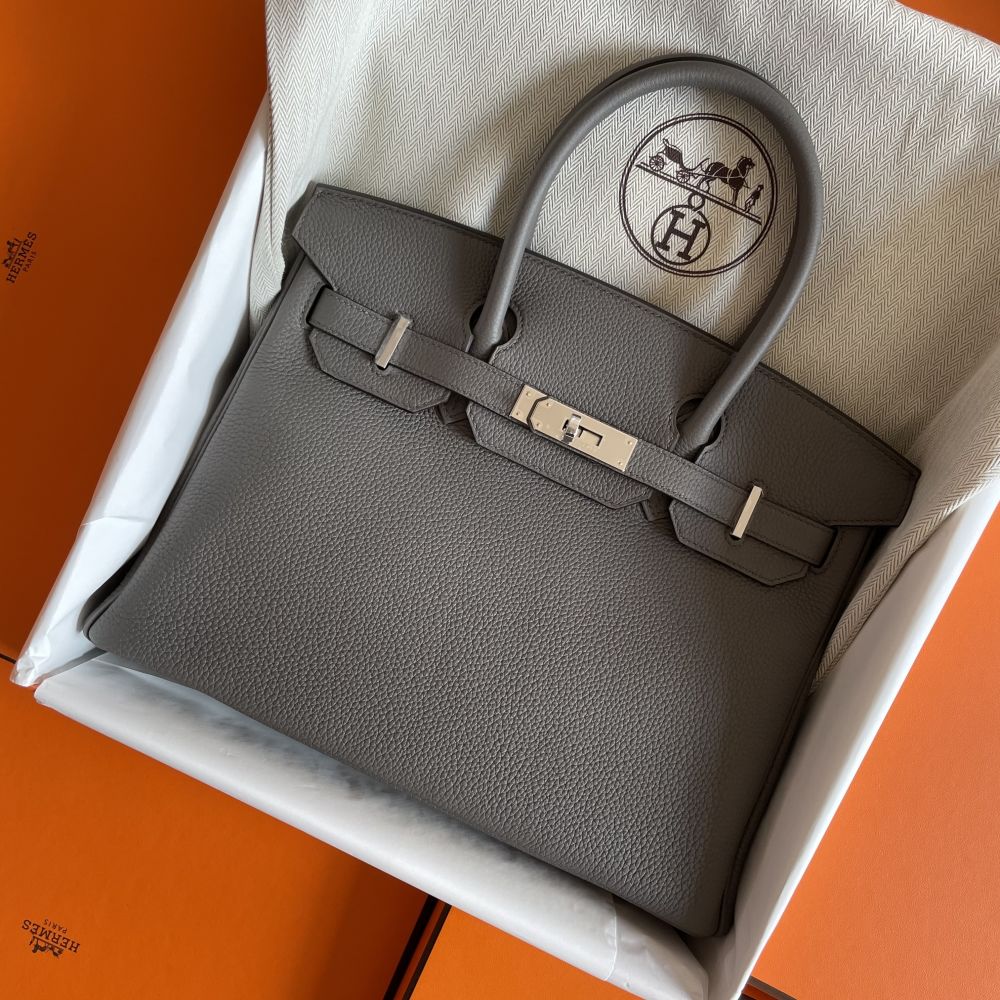 Hermes Birkin 30 Handbag Gris Etain Togo Leather With Gold Hardware – Bags  Of Personality
