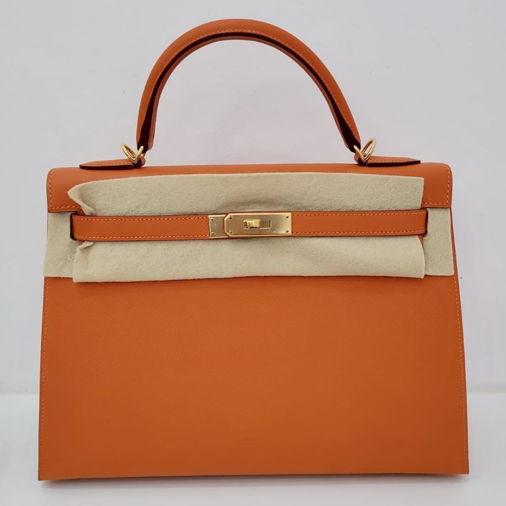 HERMES Bag Haul/Reveal** - HERMES 32cm 'FEU' Orange Epsom Leather Kelly Bag  with Gold Hardware 