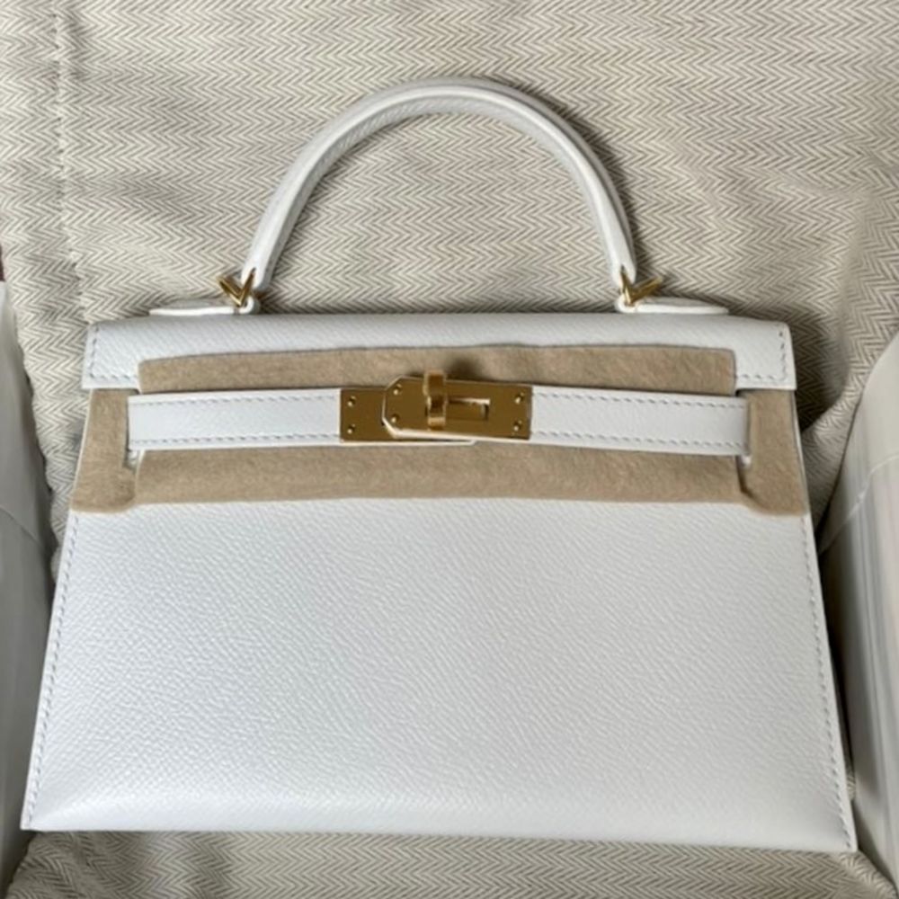 Hermès Kelly HSS 20 Blanc (White)/Trench Epsom Gold Hardware GHW