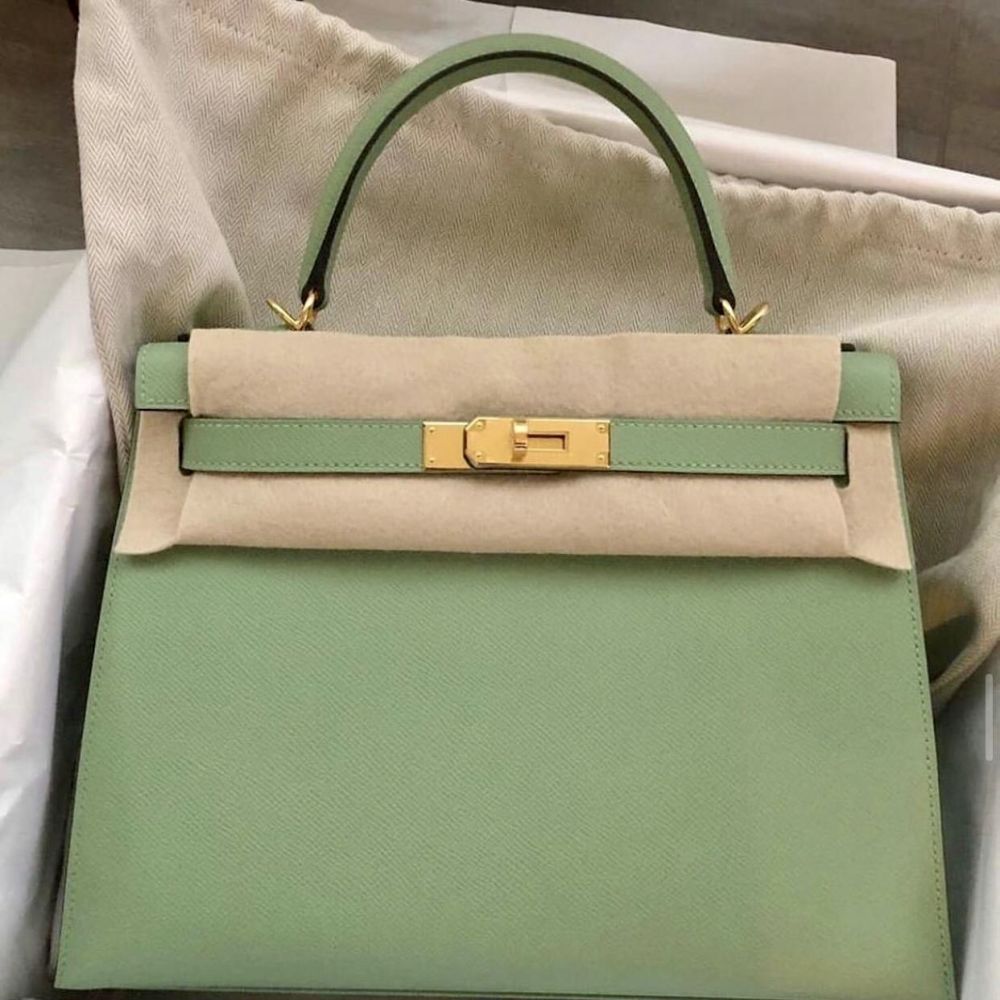 Hermès Kelly 28 Vert Criquet Sellier Epsom Gold Hardware GHW