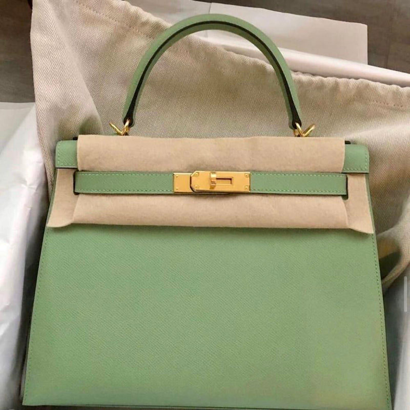 Hermès Kelly 28 Vert Criquet Sellier Epsom Gold Hardware GHW