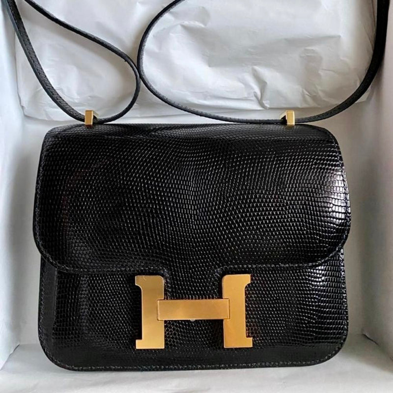 Hermès Constance 18 Noir (Black) Varanus Niloticus Gold Hardware GHW