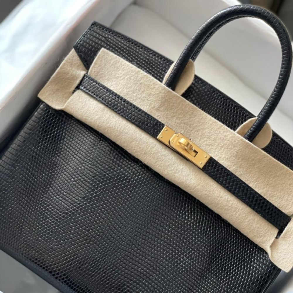 Hermès Birkin 25 Black Nilo Lizard Gold Hardware Bag For Sale at 1stDibs