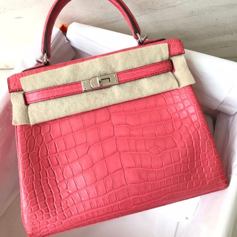 Hermès Kelly 25 Bougainvillier Alligator Mississippi Matte Palladium Hardware PHW
