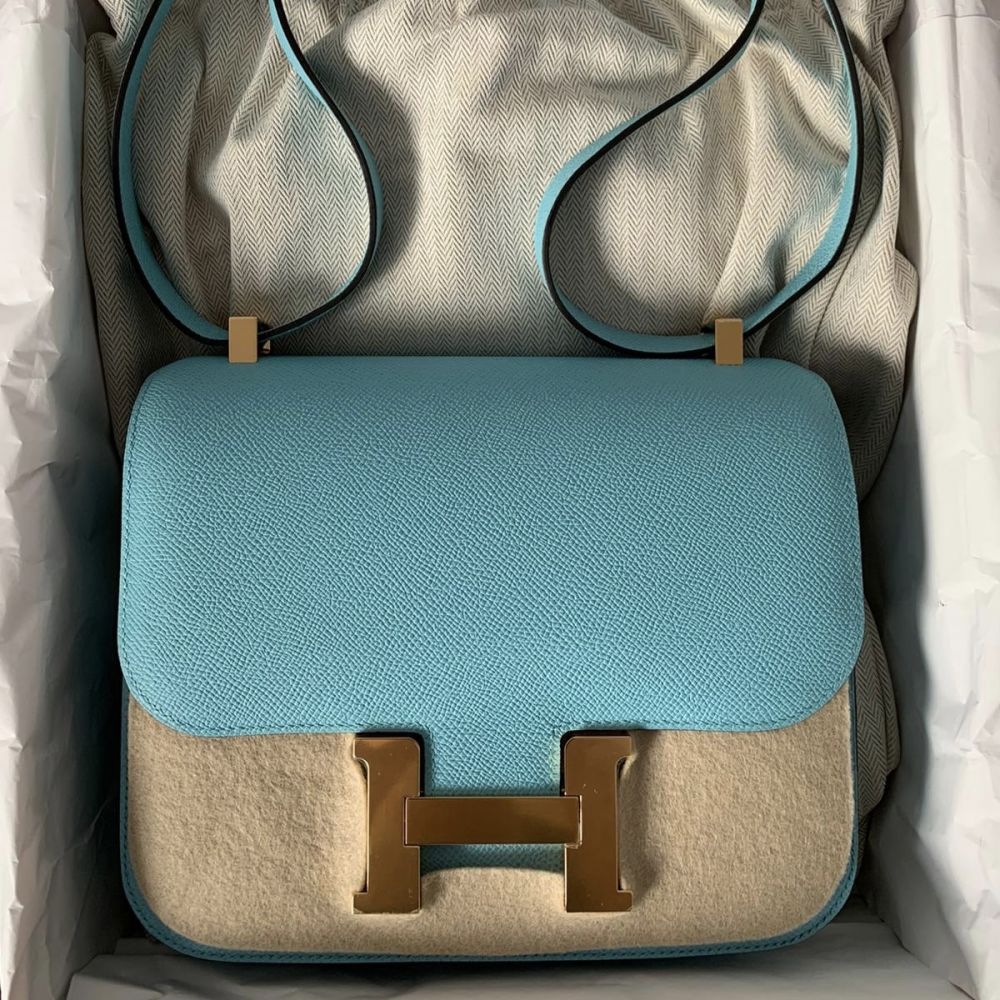 Hermès Constance 24 Bleu Atoll Epsom Gold Hardware GHW